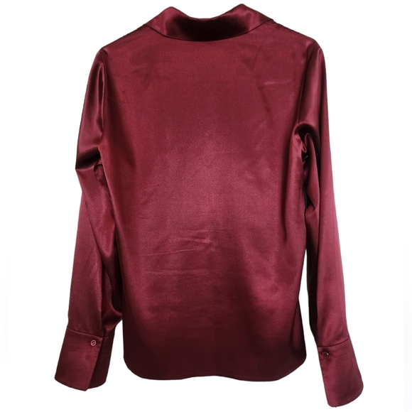 KASPER Red long sleeve button front blouse SZ 10 - Picture 2 of 8